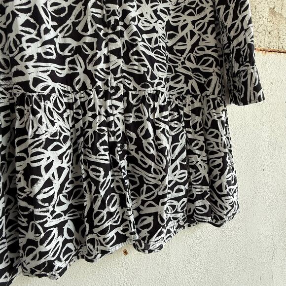 Kate Spade Shirt Dress M Drop Waist Tunic Ruffle Hem Abstract Print Office Chic - Picture 2 of 7